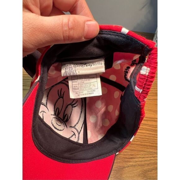 GIRL'S MINNIE MOUSE COTTON CAP HAT EARS & BOW ELASTIC BACK STRAP SZ TODDLER - Picture 4 of 5